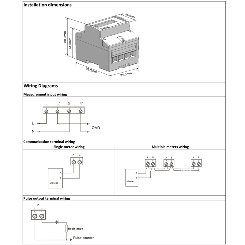 Rel DIN Dac4101c dengan Pengukur Energi Modbus Fase Tunggal Prabayar Relai