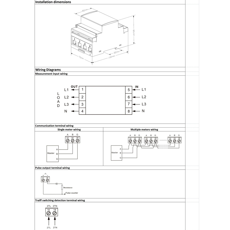 Dac4301CT DIN Rail AC Tiga Fasa dengan Meteran Energi Transformator