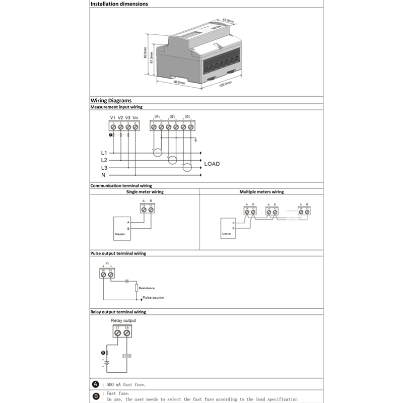 Dac7320c-CT DIN Rail Nirkabel dengan Pengukur Daya CT