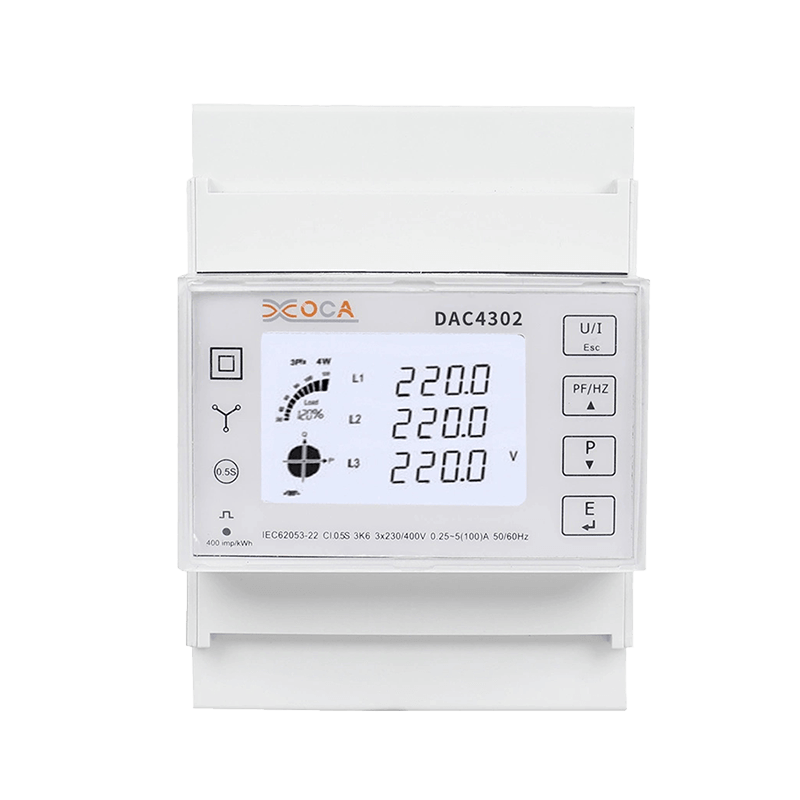 Dac4302 DIN Rail AC Tiga Fasa 2t Meteran Tenaga Listrik