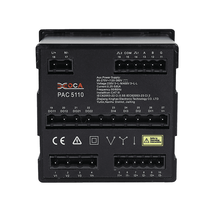 PAC5110 Pengukur Daya Panel Listrik LCD Digital Tiga Fase