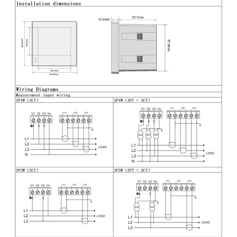 PAC5010 Pengukur Panel Elektronik Multi-Fungsi Modbus Cerdas Nirkabel